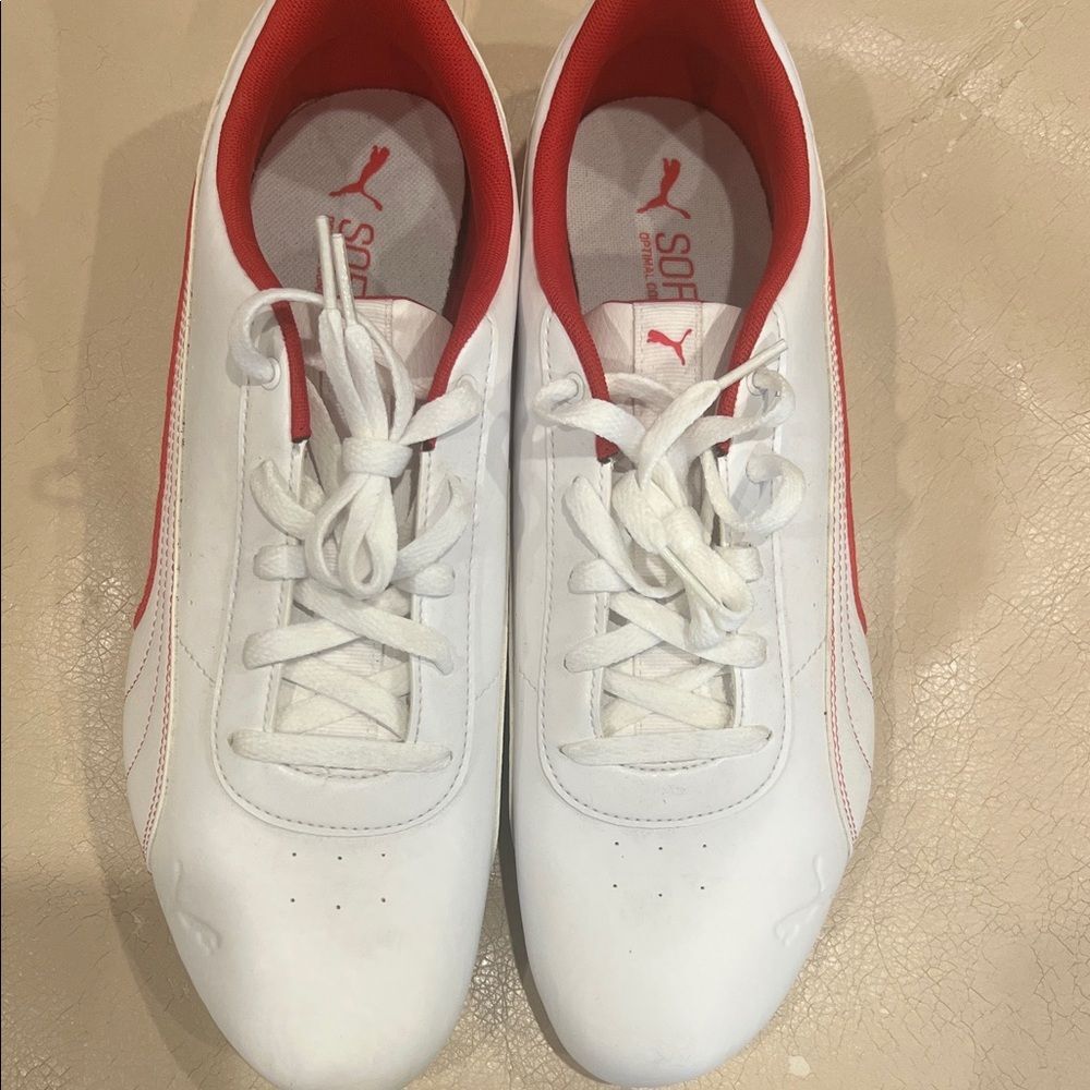 PUMA Scuderia Ferrari Neo Cat Lace Up Mens White Sneakers Casual Shoes